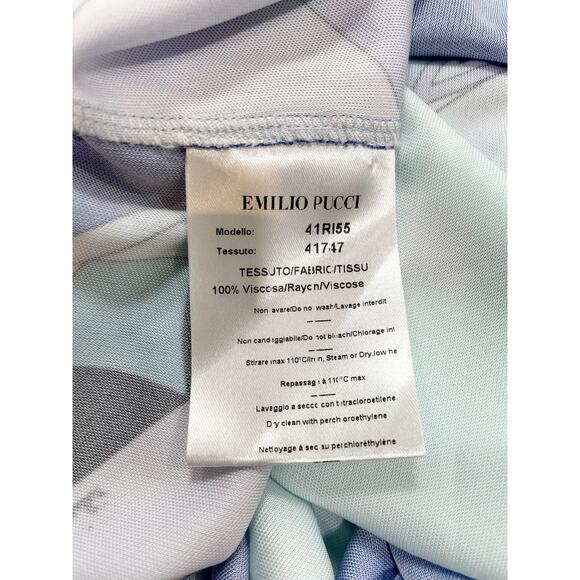 Emilio Pucci Printed Jersey Silk Knee Length Dress Blue Purple Sz 12 - Picture 12 of 13